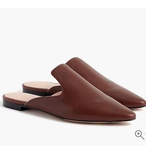 J.Crew Pointed Toe Brown Leather Slides Mules 8.5 Classic Minimalistic Preppy